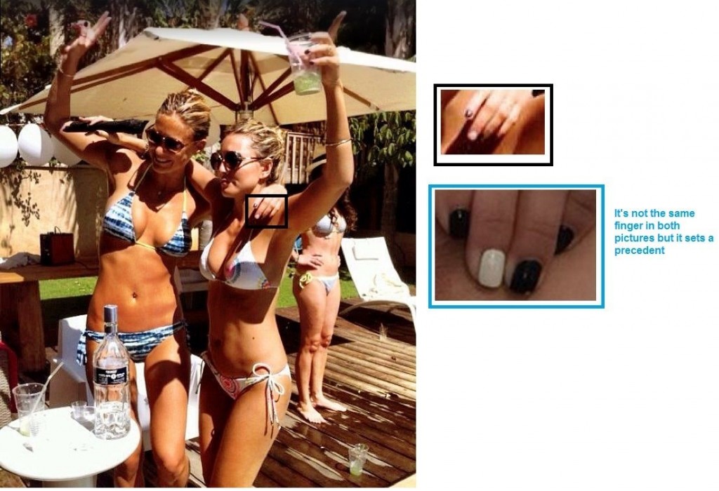 Bar-Refaeli-Photo-Proofs-Black nail polish with white nail polish on one   fingernail