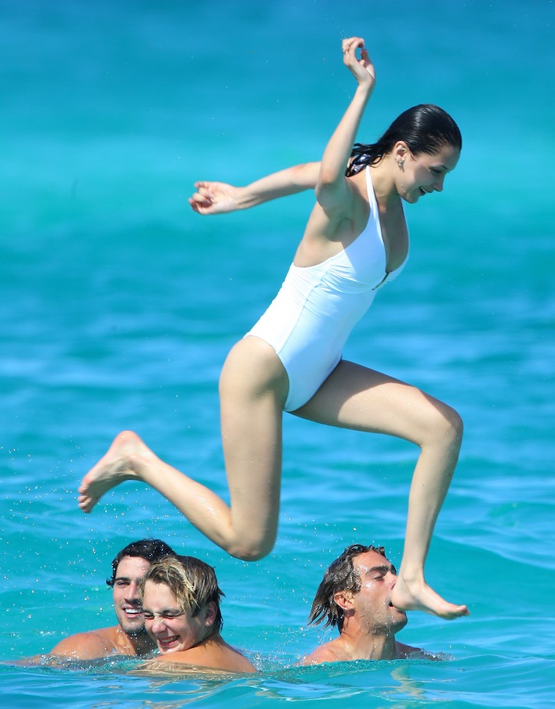 Bella Hadid in White Swimsuit 125