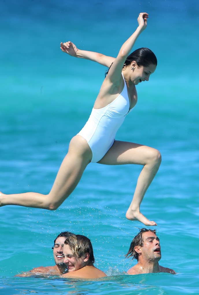 Bella Hadid in White Swimsuit 48