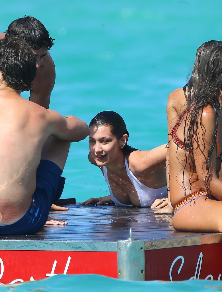 Bella Hadid in White Swimsuit 97